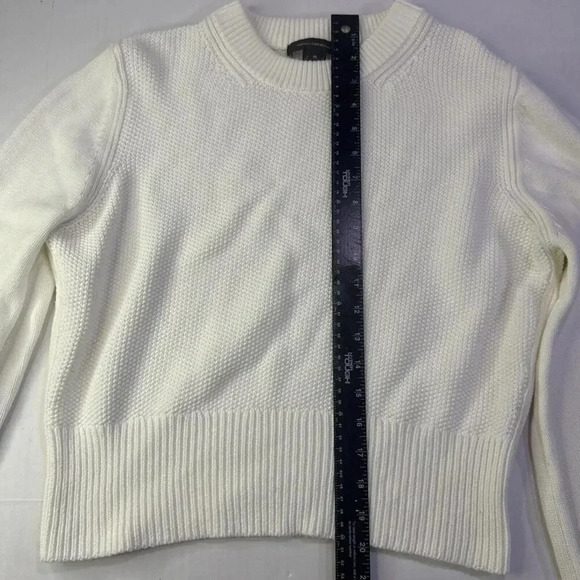 French Connection Cropped Sweater Women's Size M White Babysoft Crewneck Blouse - Picture 3 of 11